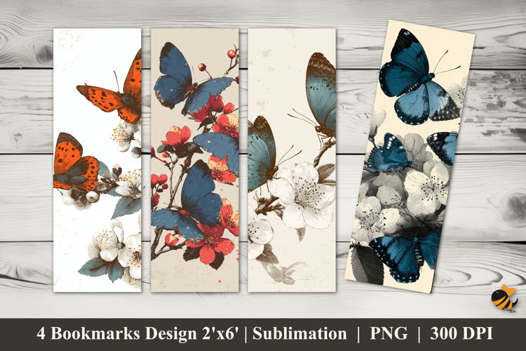 Butterfly Perched Bookmarks Sublimation Design
