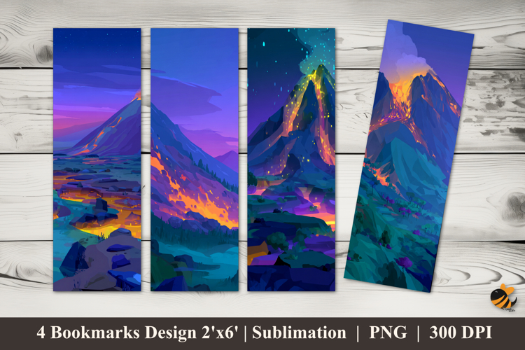 Volcano Fantasy Bookmarks Sublimation Design