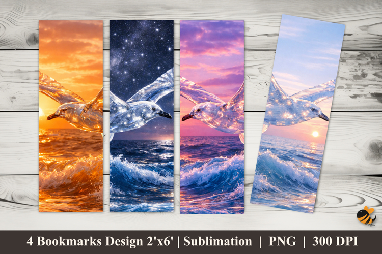 Transparent Seagull Bookmarks Sublimation Design