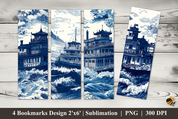 Retro Cruise Ship Bookmarks Sublimation Design