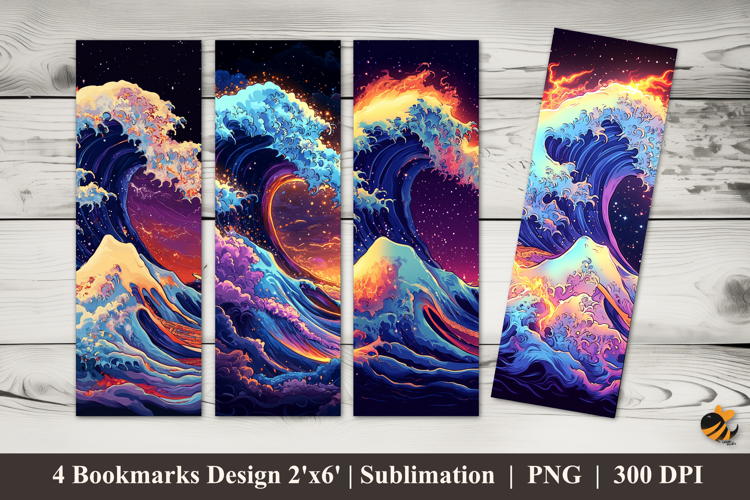 Glowing Waves Bookmarks Sublimation Design