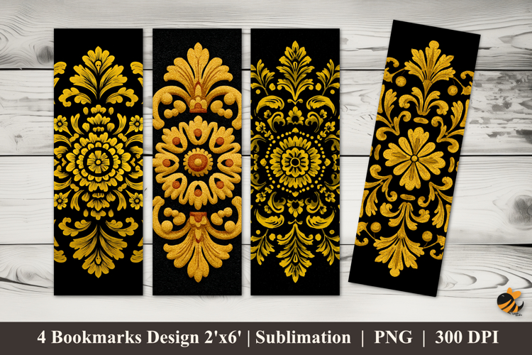 Yellow Ornament Bookmarks Sublimation Design