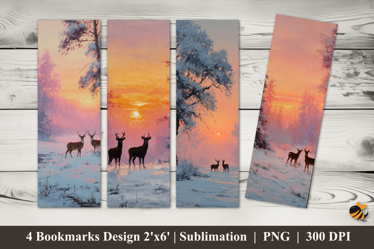 A Pair of Deer Bookmarks Sublimation Design