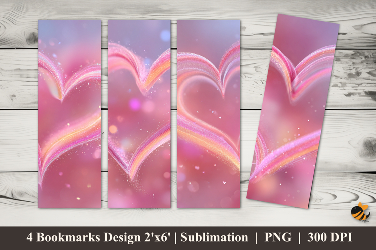 Pink Heart Bookmarks Sublimation Design