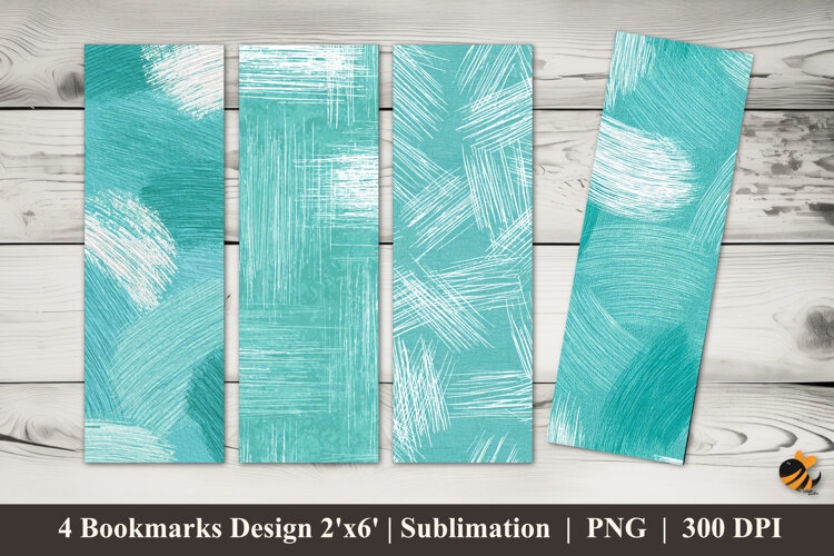 Pastel Turquoise Abstract Bookmarks Sublimation Design example image 1