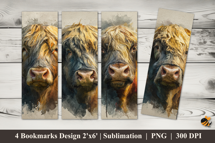 Rustic Highland Cow Bookmarks Sublimation Design