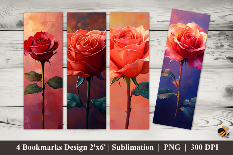 Dark Rose Bookmarks Sublimation Design