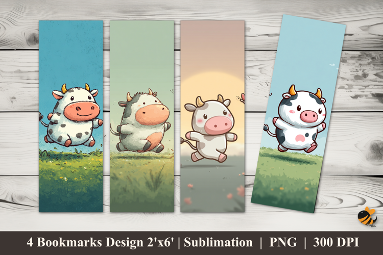 Cow Character Bookmarks Sublimation Design