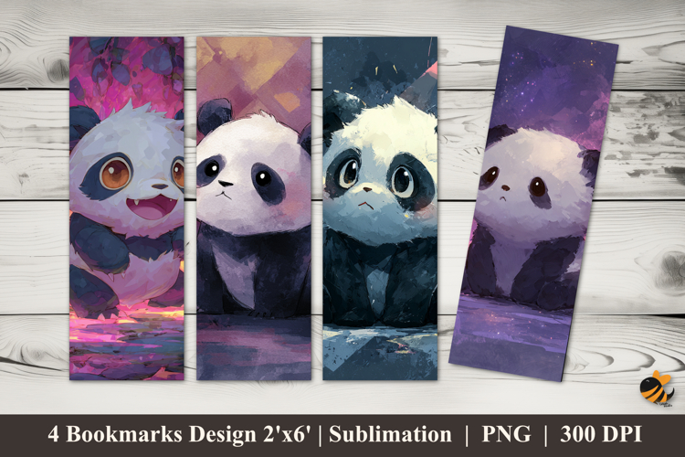 Abstract Panda Bookmarks Sublimation Design