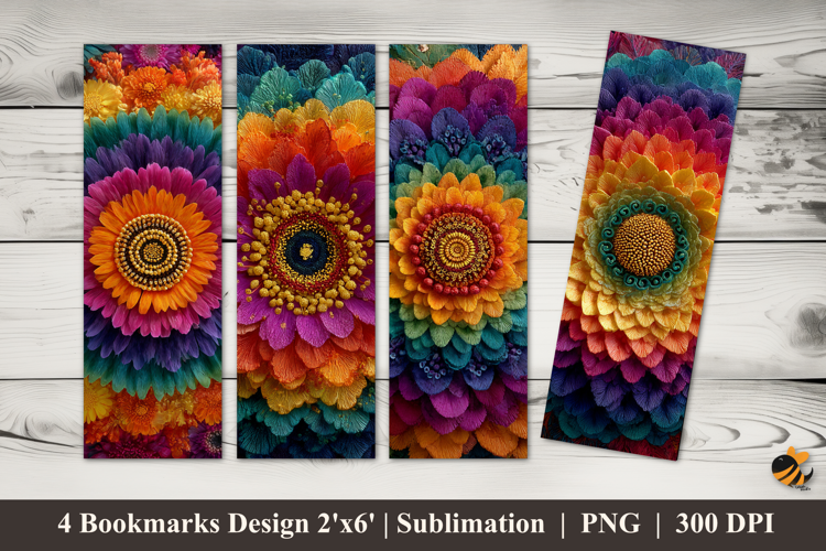 Rainbow Flower Bookmarks Sublimation Design