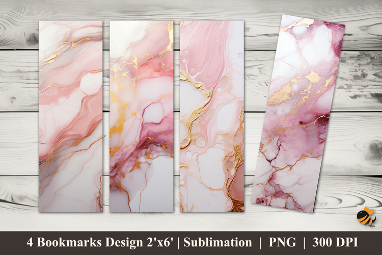 Futuristic Pink Marble Bookmarks Sublimation Design