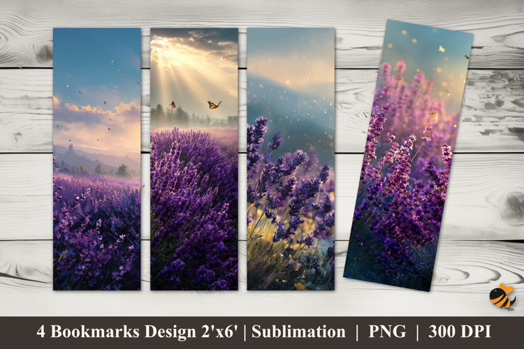 Cheerful Lavender Bookmarks Sublimation Design
