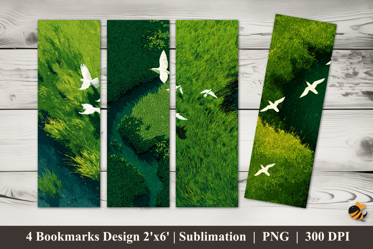 White Bird Nature Bookmarks Sublimation Design