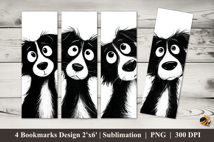 Crazy Dog Bookmarks Sublimation Design example image 1
