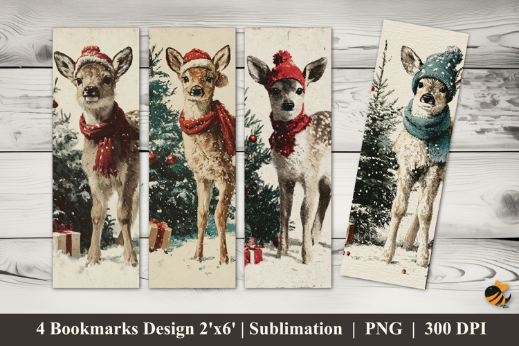 Winter Deer Harmony Bookmarks Sublimation Design