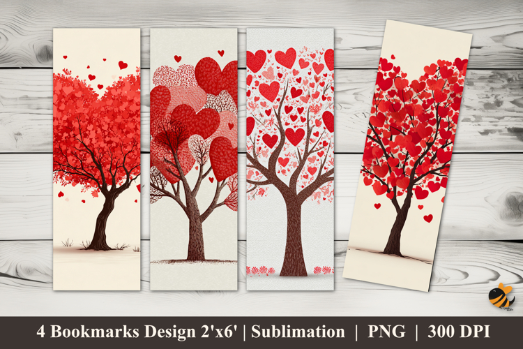 Valentines Tree Bookmarks Sublimation Design
