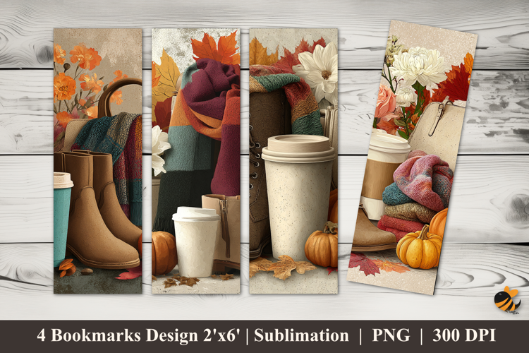 Cozy Autumn Bookmarks Sublimation Design