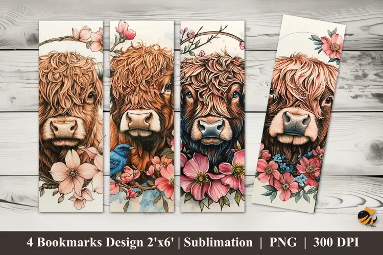 Traditional Cow Bookmarks Sublimation Design