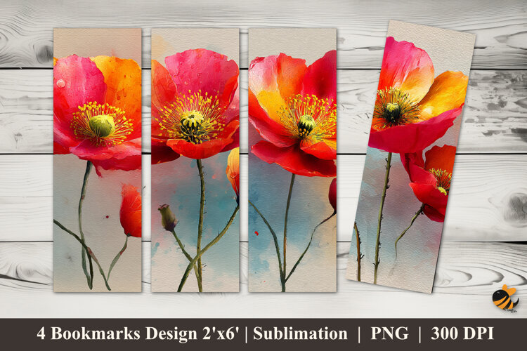 Single Small Flower Bookmarks Sublimation Design example image 1