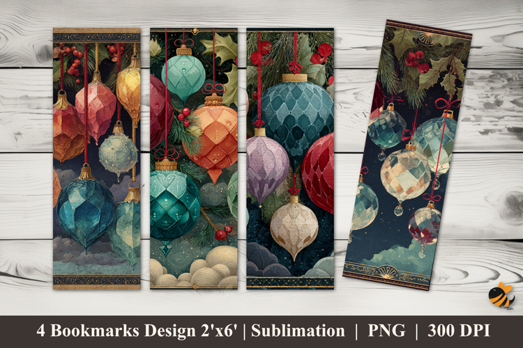Ornament Balls Bookmarks Sublimation Design