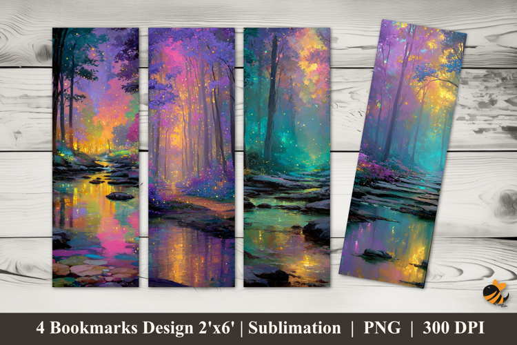 Glowing Magical Forest Bookmarks Sublimation Design