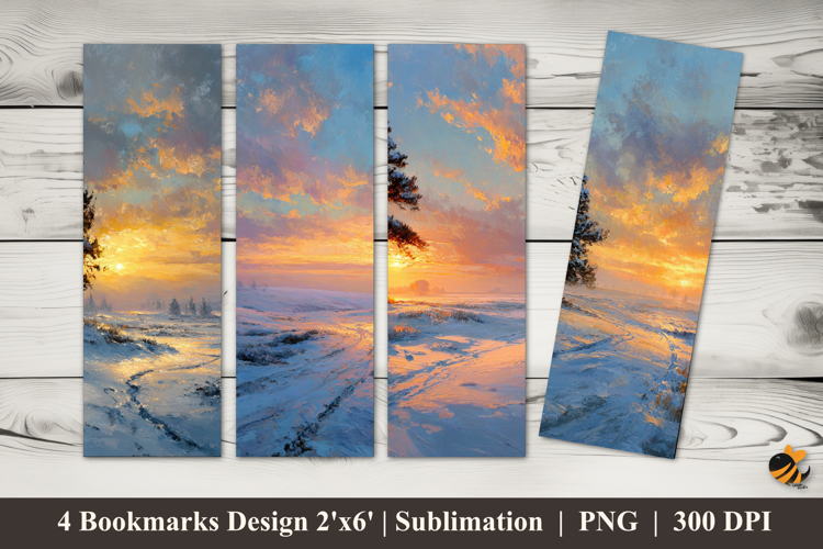 Evening Snow Road Bookmarks Sublimation Design