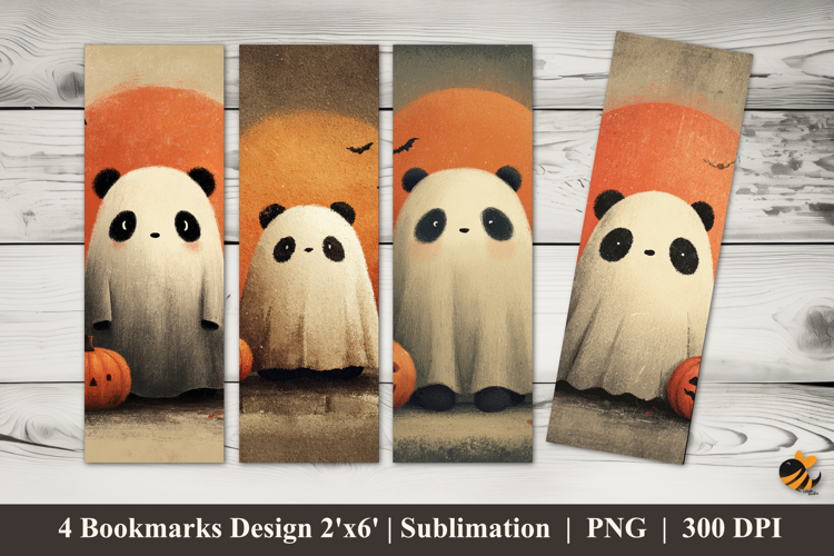 Panda Ghost Bookmarks Sublimation Design