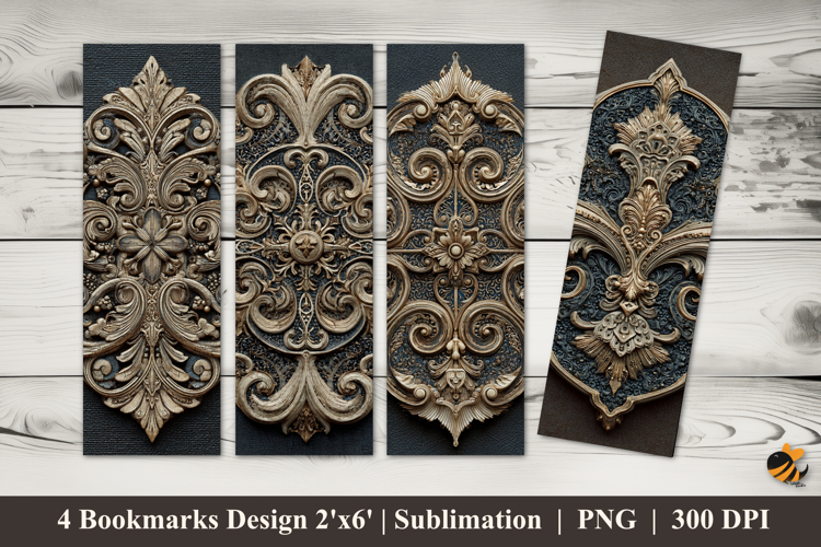 Regal Elegance Scroll Bookmarks Sublimation Design