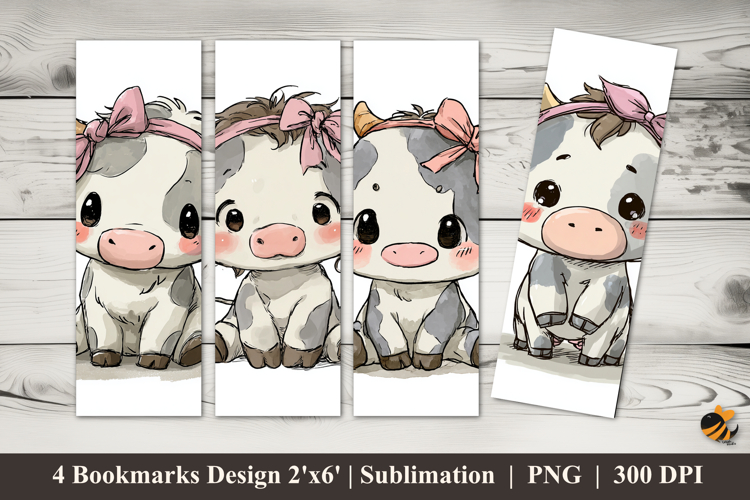 Little Baby Cow Bookmarks Sublimation Design