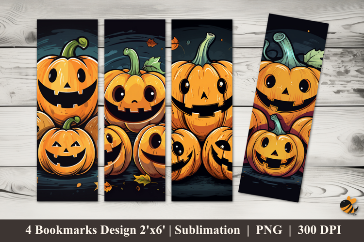 Cheerful Pumpkin Bookmarks Sublimation Design