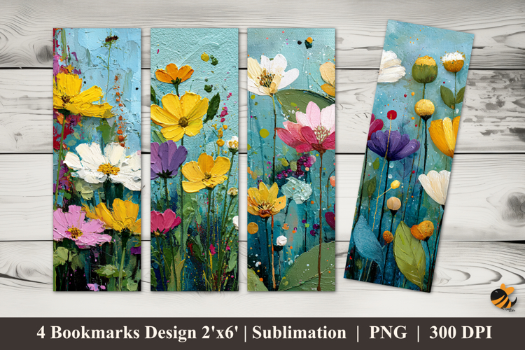Whimsical Floral Splash Bookmarks Sublimation Design