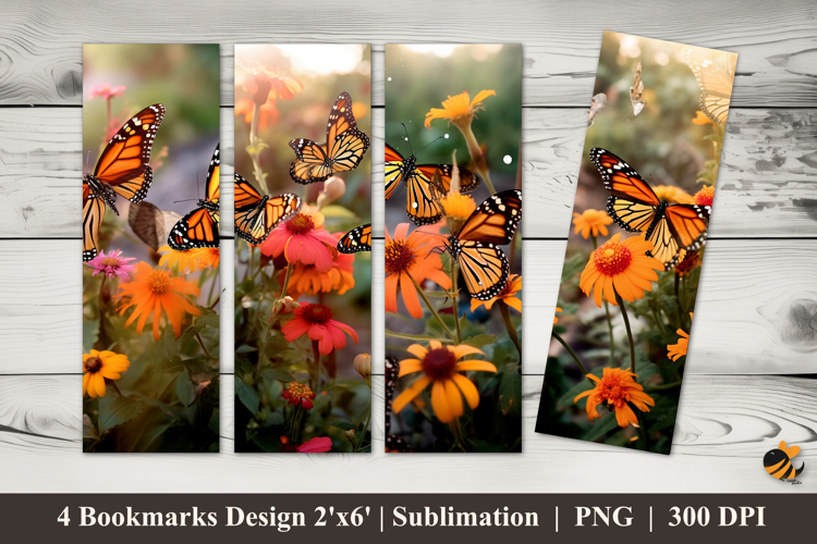 Butterfly Garden Bookmarks Sublimation Design