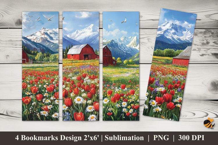 Flower of Coolness Bookmarks Sublimation Design example image 1