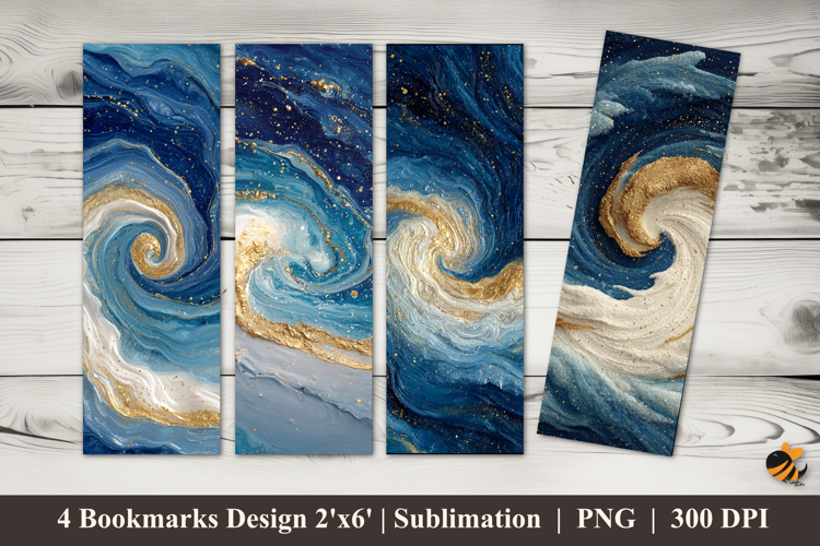 Abstract Blue Vortex Bookmarks Sublimation Design
