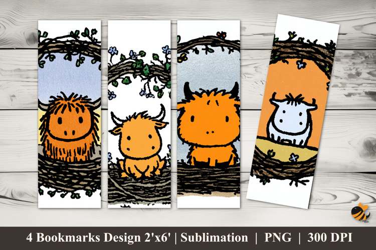 Cute Baby Cow Frame Bookmarks Sublimation Design