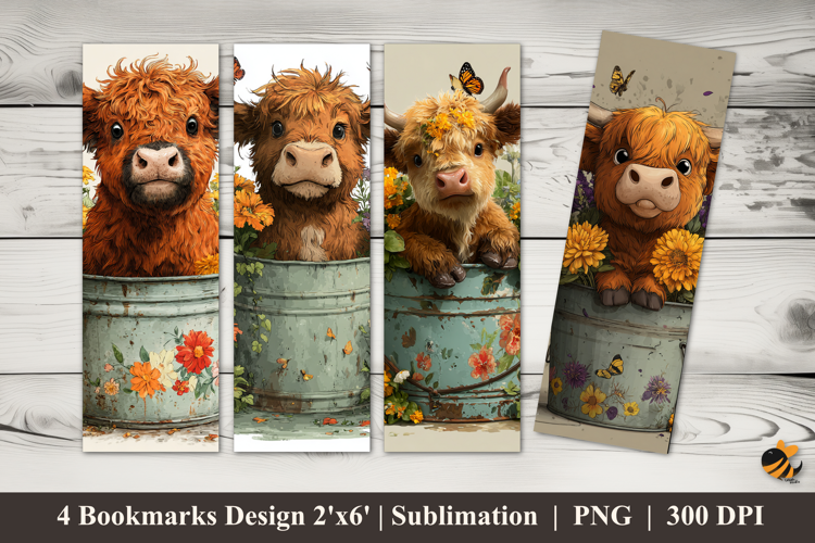 Cow In Bucket Bookmarks Sublimation Design