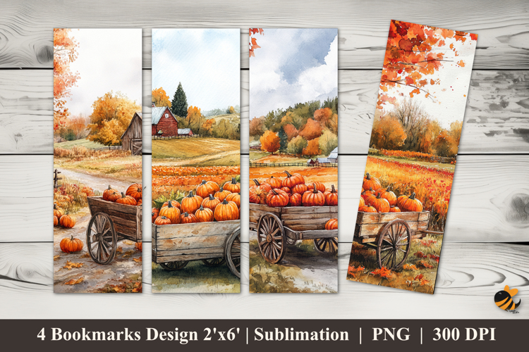 Pumpkin Harvest Bookmarks Sublimation Design