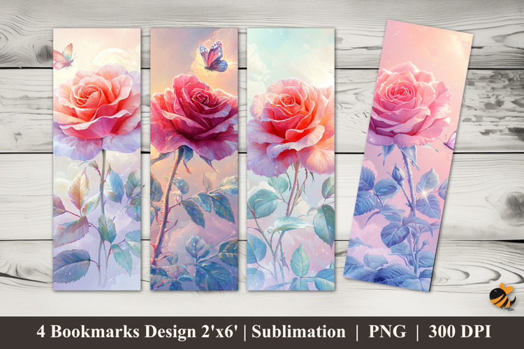 Beautiful Pastel Rose Bookmarks Sublimation Design