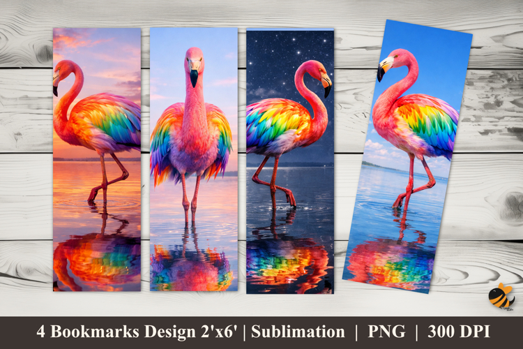 Rainbow Flamingo Bookmarks Sublimation Design