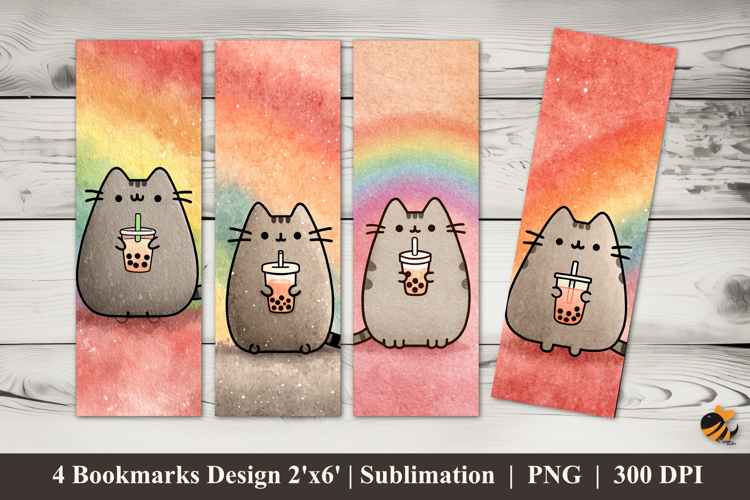 Drinking Cat Bookmarks Sublimation Design