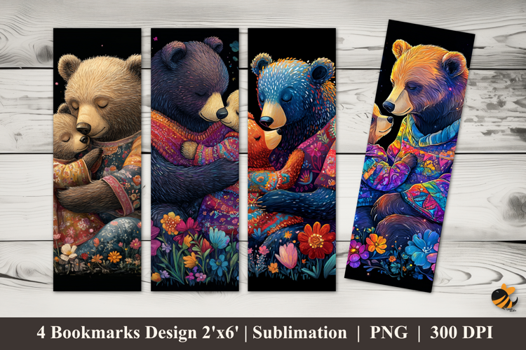Bear's Affection Bookmarks Sublimation Design