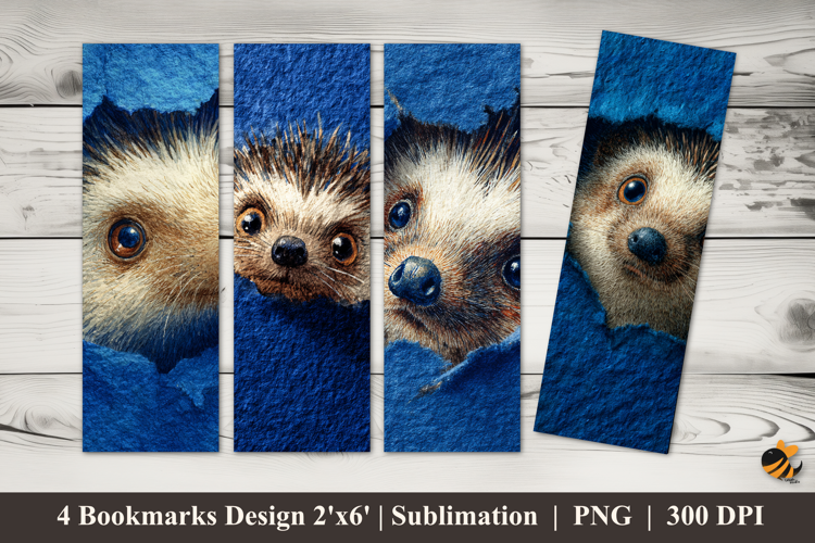 Peeking Hedgehog Bookmarks Sublimation Design