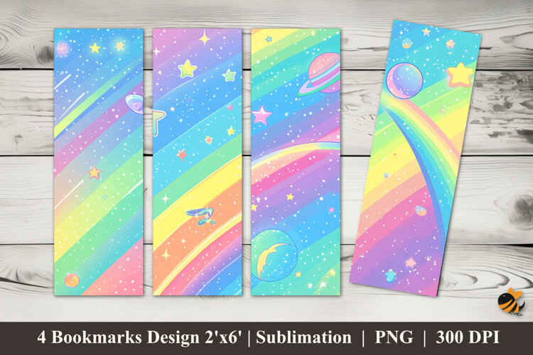 Rainbow Colorful Bookmarks Sublimation Design example image 1