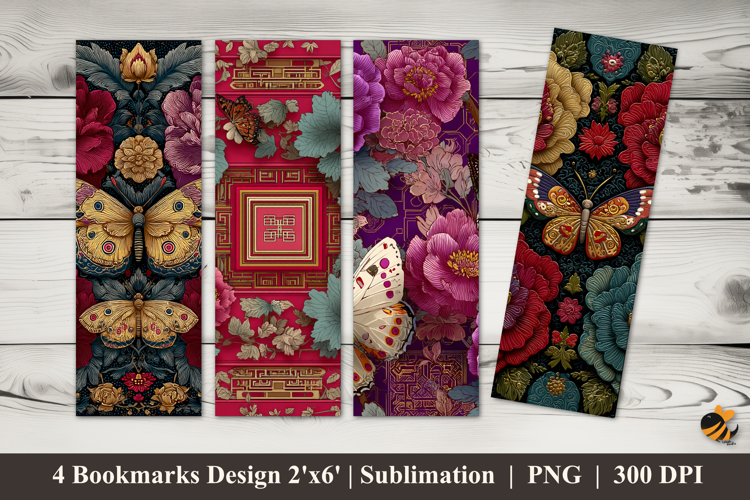 Vintage Flowers Bookmarks Sublimation Design