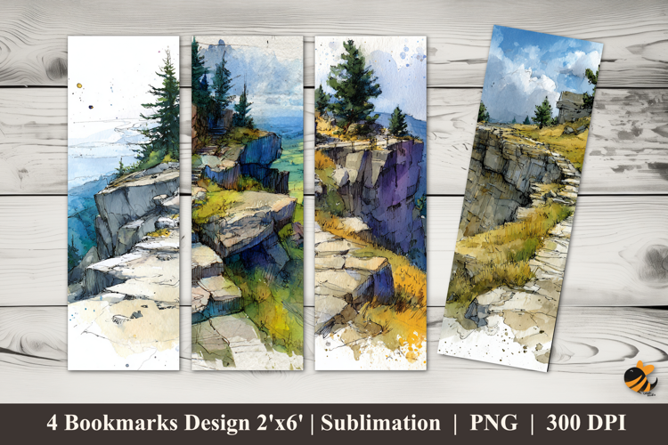 Over the Cliff Bookmarks Sublimation Design