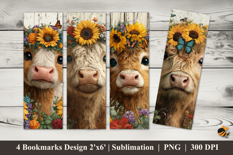 Little Cow Flower Bookmarks Sublimation Design