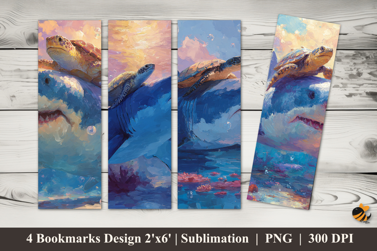 Shark Turtle Bookmarks Sublimation Design