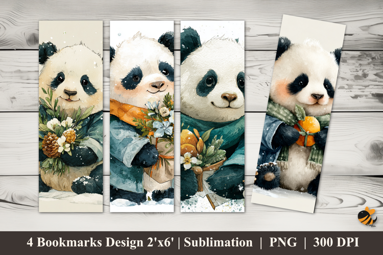Winter Panda Bookmarks Sublimation Design