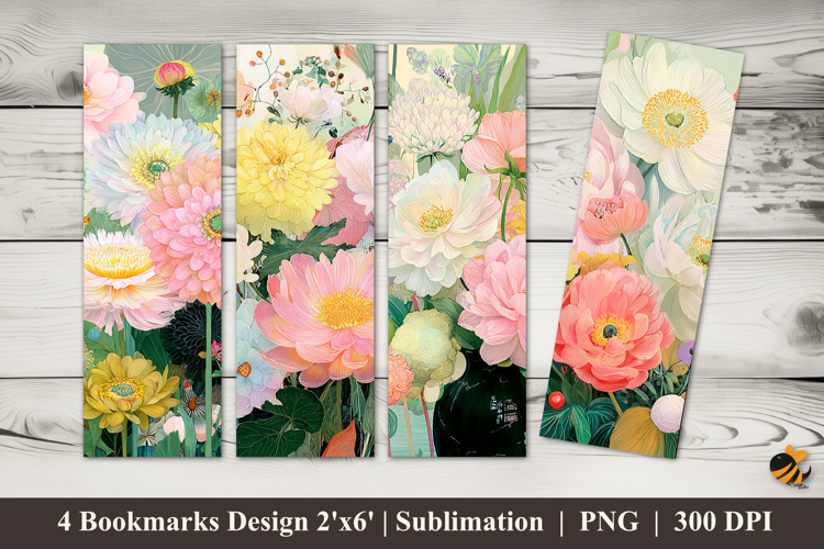 Graceful Flowers Bookmarks Sublimation Design