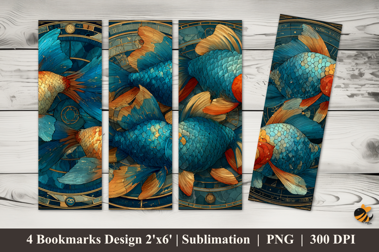 Beautiful Fish Posture Bookmarks Sublimation Design